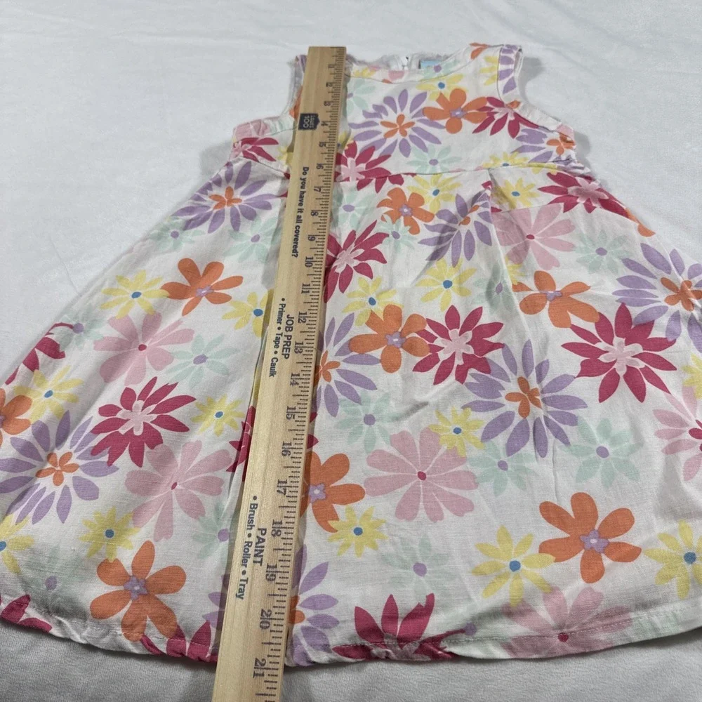 OLD NAVY Girls 2T Dress Sleeveless Linen Blend Colorful Floral Pink Purple Multi